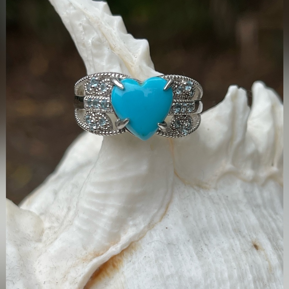 Silver Heart Ring with Turquoise Stone